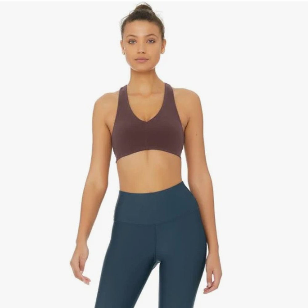 Alo Yoga Women's Alosoft Base Sports Bra Mauve Size Medium